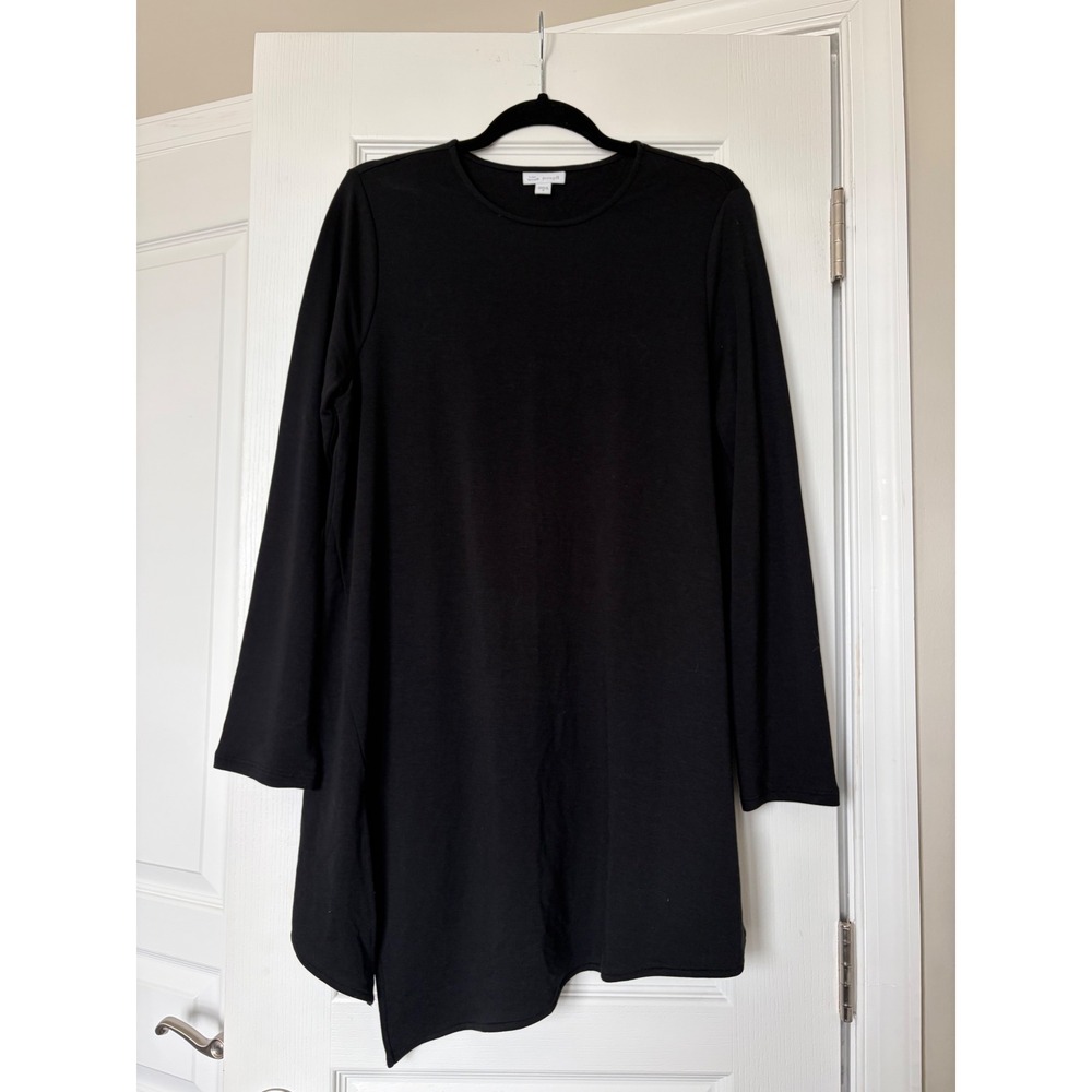 Pure Jill Luxe Tencel Asymmetrical Sharkbite Tunic Top Black Womens Medium - Picture 1 of 8